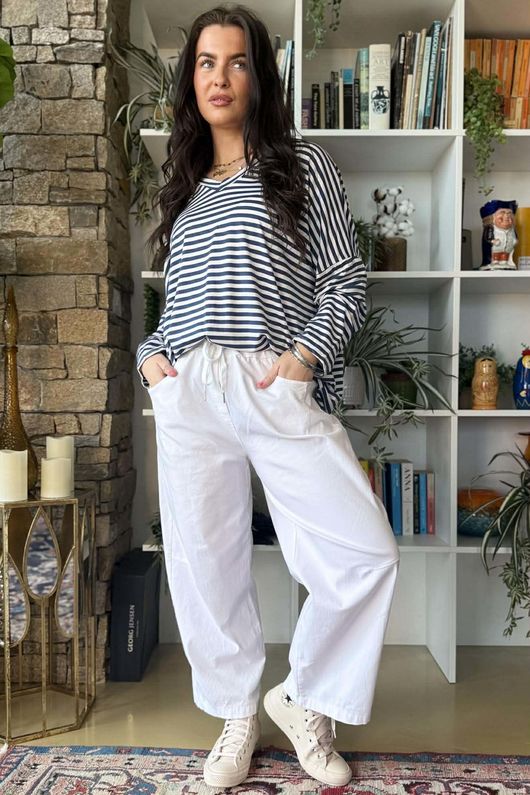  Perfect Breton V Long Sleeve Top Dark Denim *